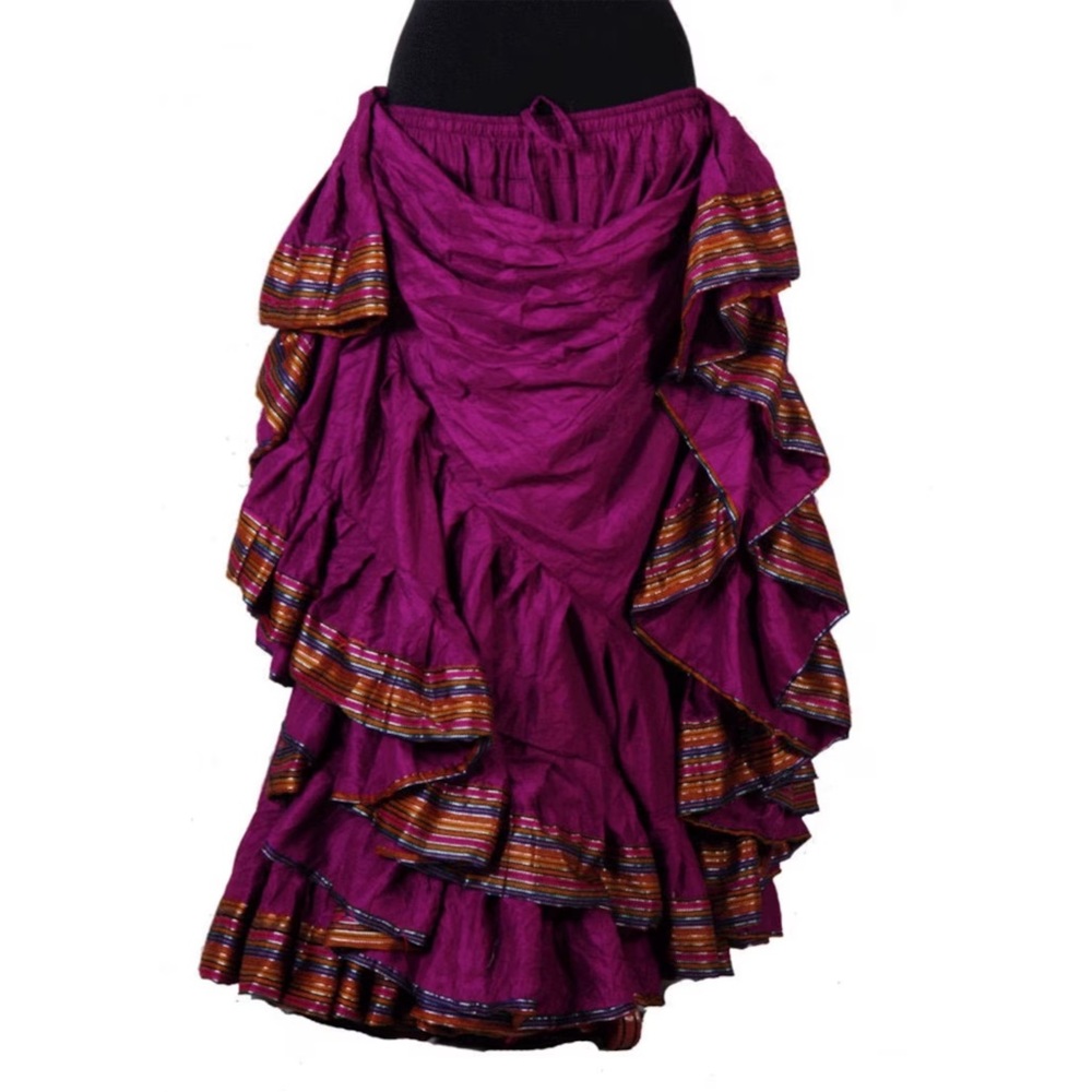ATS Tribal Belly Dance 35 Yard Purple Cotton Skirt